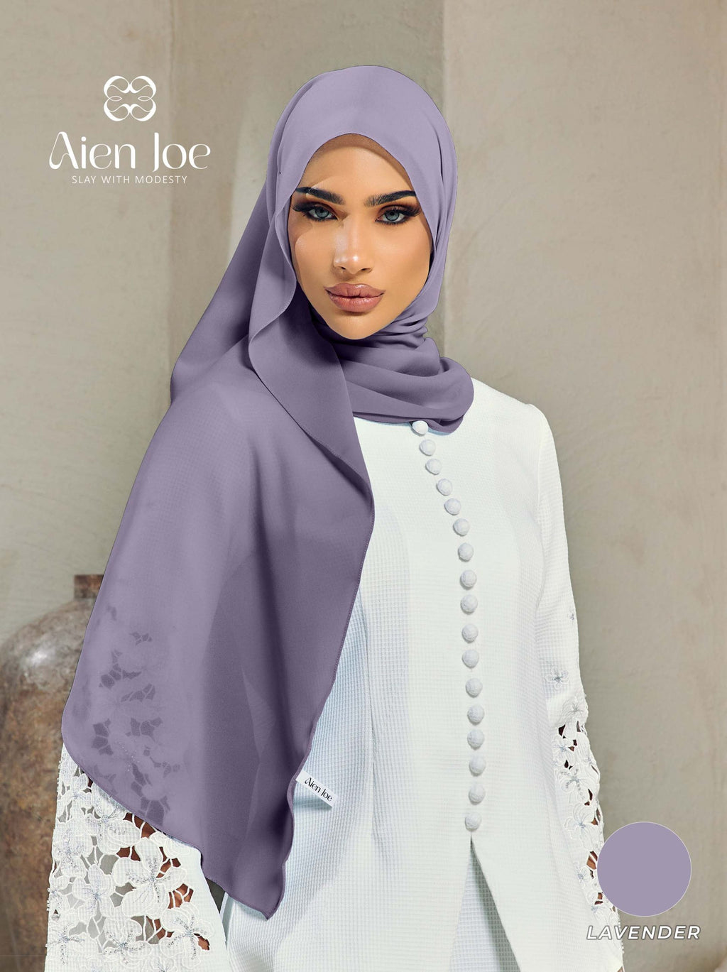 Shawl Hoodie Premium Chiffon Lavender