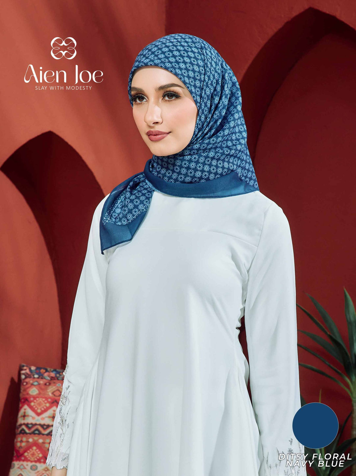 Bawal Printed Ditsy Floral Navy Blue