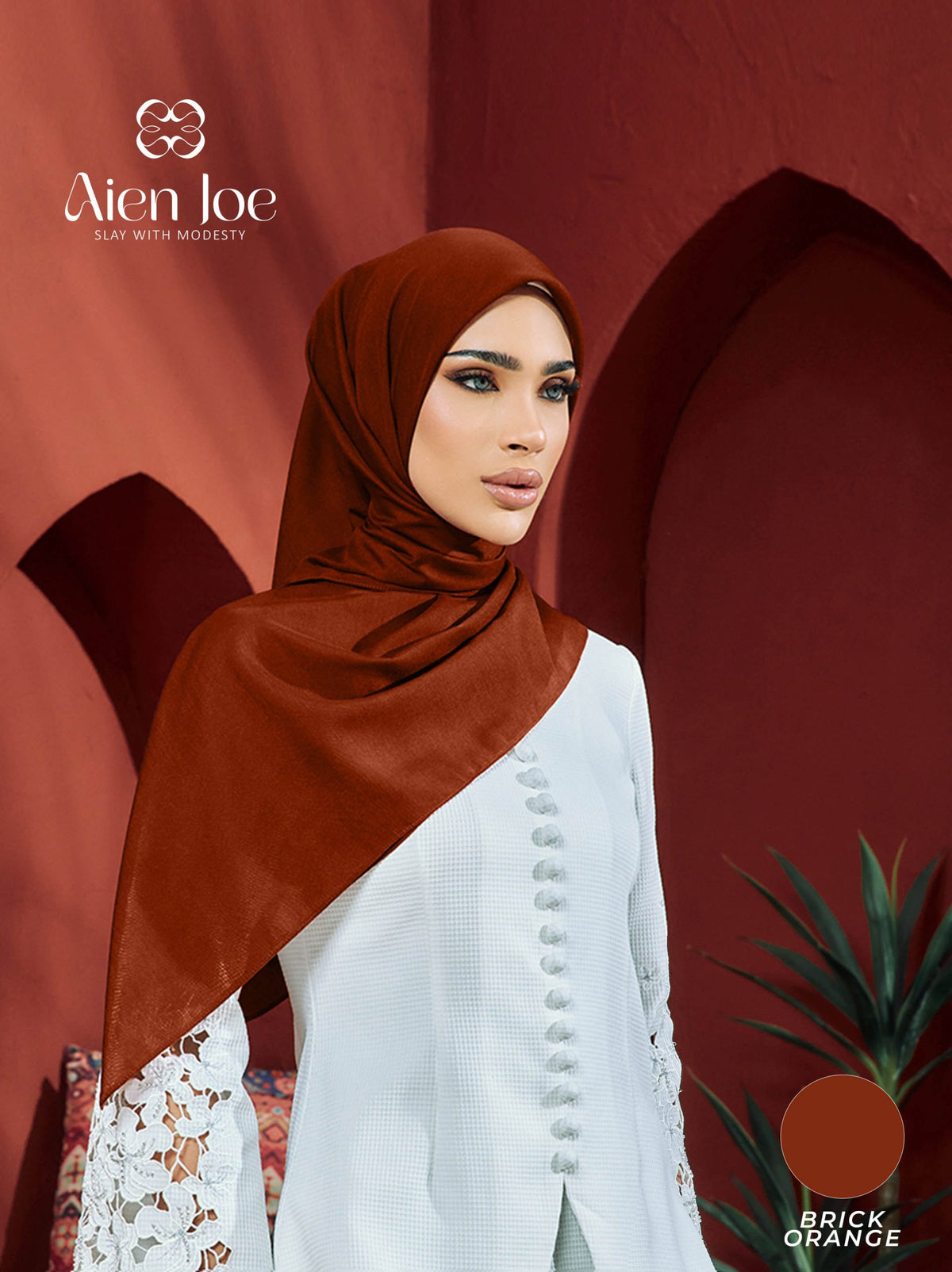 Bawal Premium Plain Cotton Voile Brick Orange