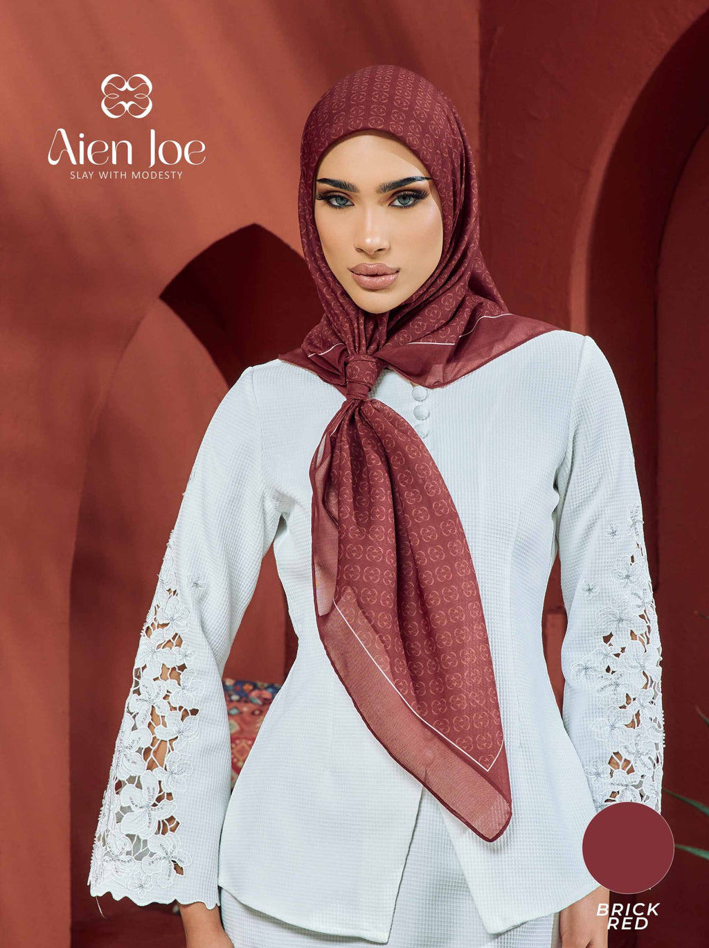 Bawal Printed Luxe Brick Red