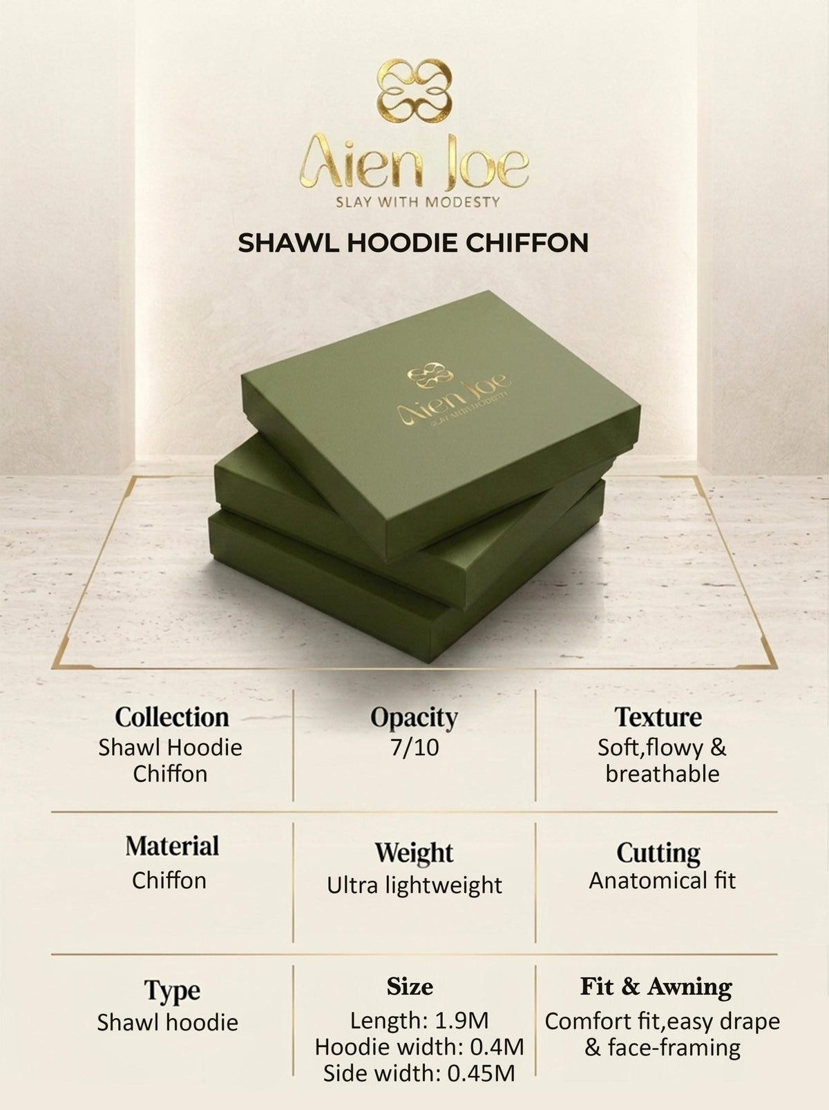 Shawl Hoodie Premium Chiffon Soft Yellow