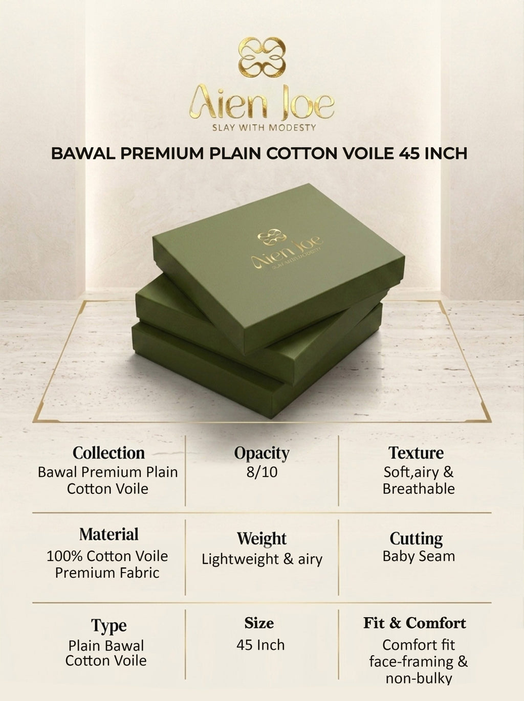 Bawal Premium Plain Cotton Voile Honey Milk
