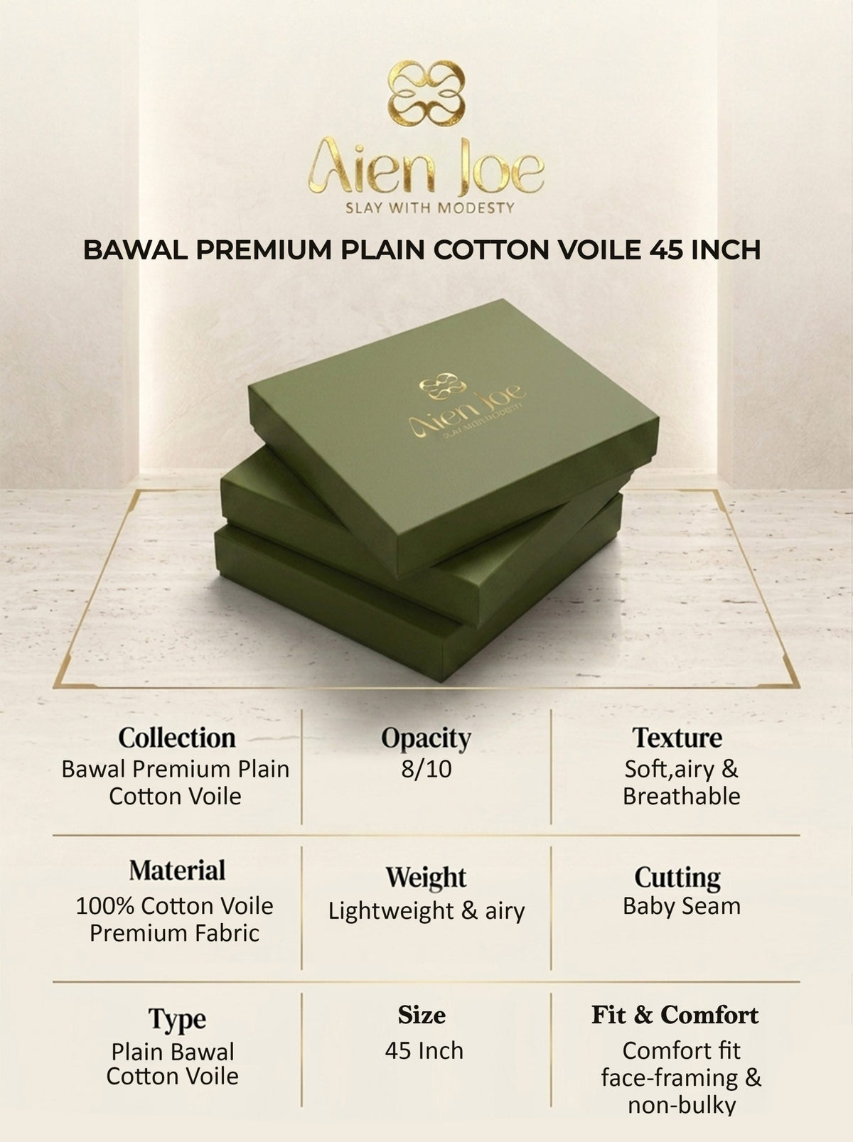 Bawal Premium Plain Cotton Voile Peach