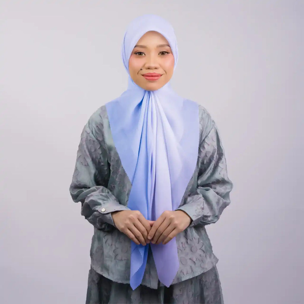 Ombre Blue Bawal Printed Premium Cotton Voile