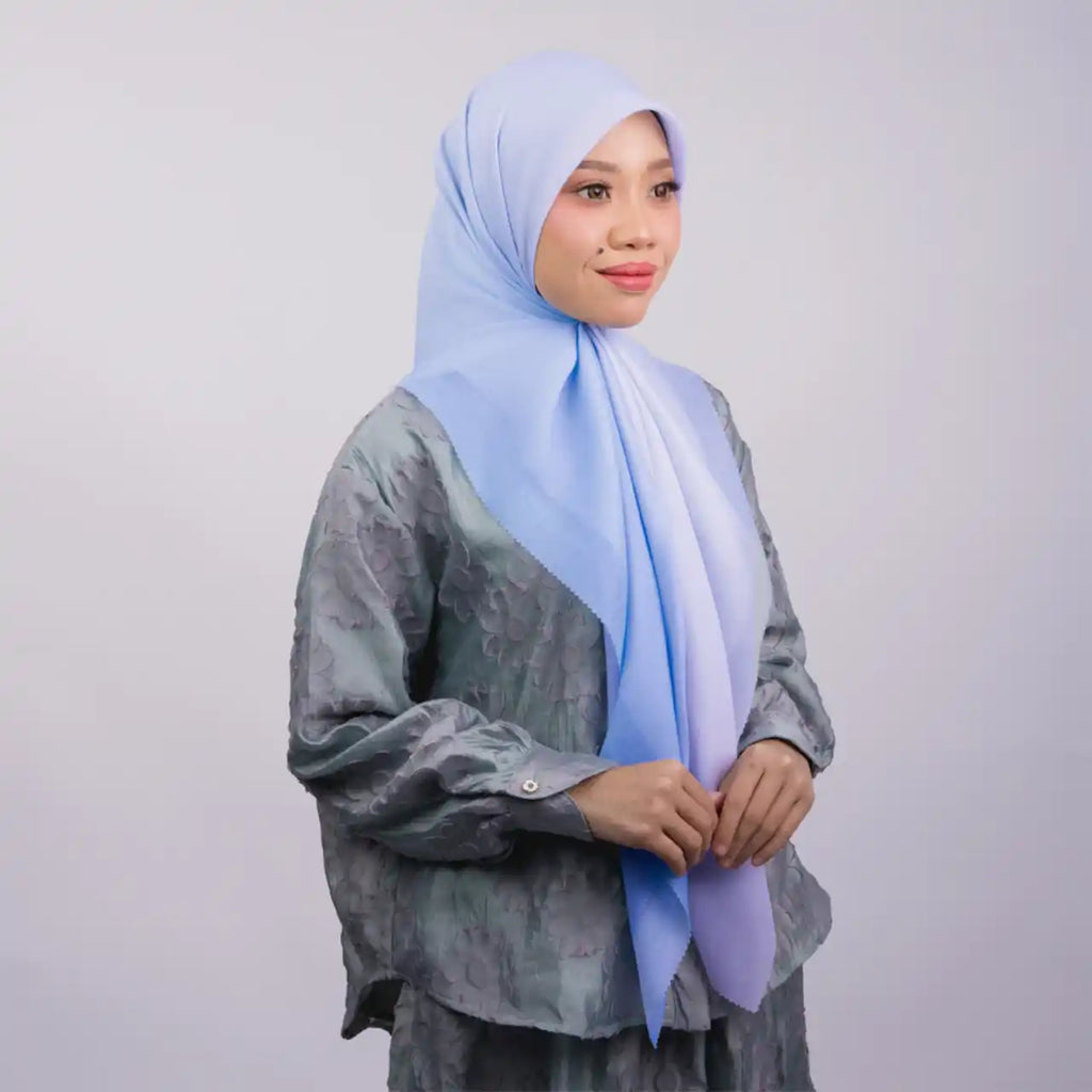 Ombre Blue Bawal Printed Premium Cotton Voile