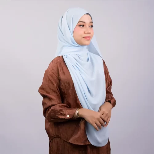 baby blue- shawl plain tepi