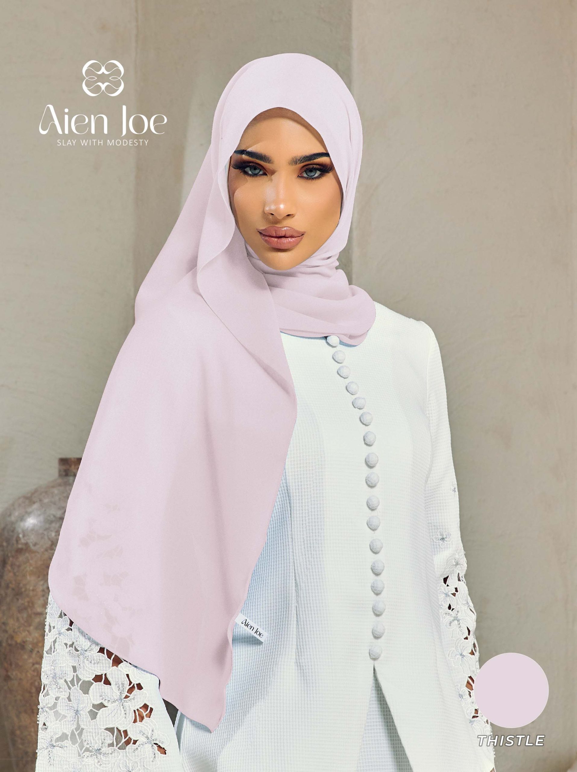 Shawl Hoodie Premium Chiffon Thistle